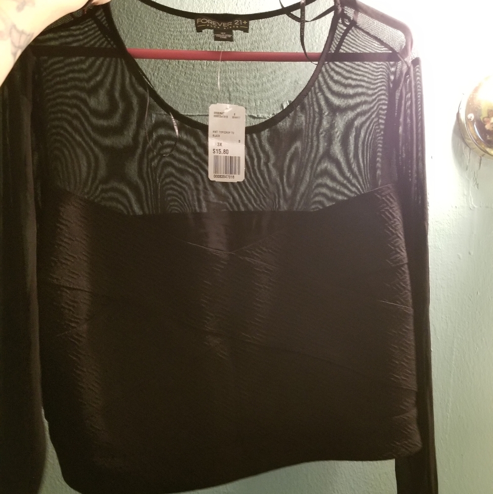 Mesh long sleeve crop top